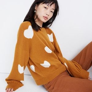 Madewell Heart Dot Balloon-Sleeve Pullover Sweater Size Small